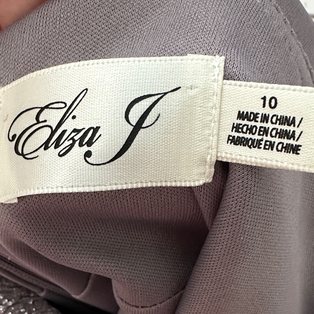 NWT Eliza J Foiled Knit Halter Sheath Dress Lilac Metallic Cocktail 10 - Picture 3 of 11